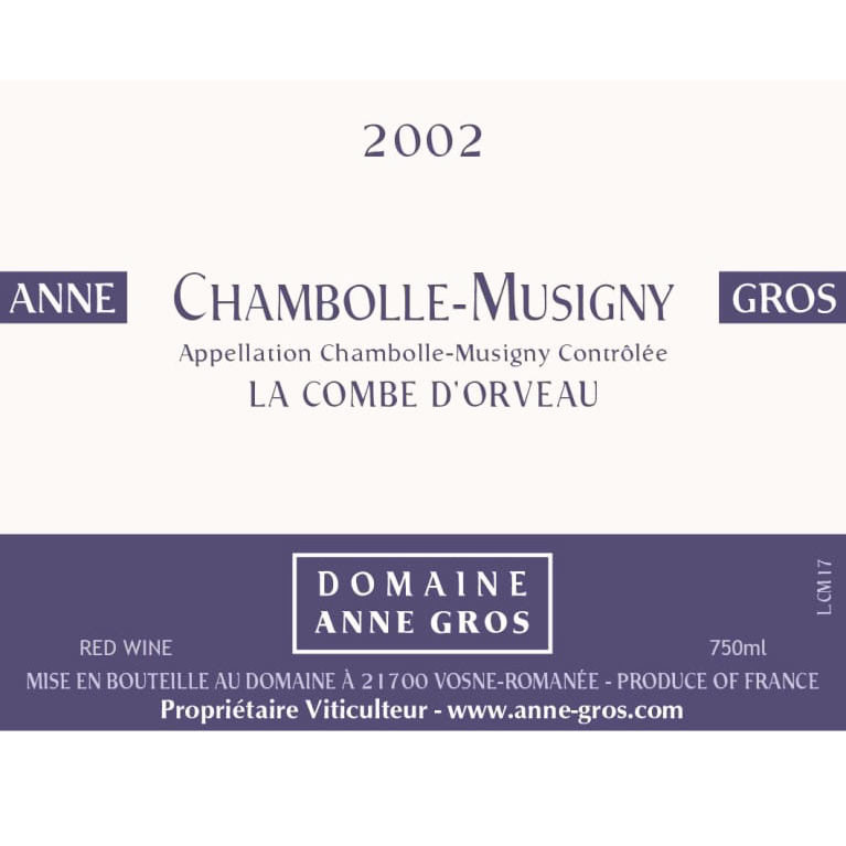 2002 Anne Gros Chambolle Musigny Combe de Orveau